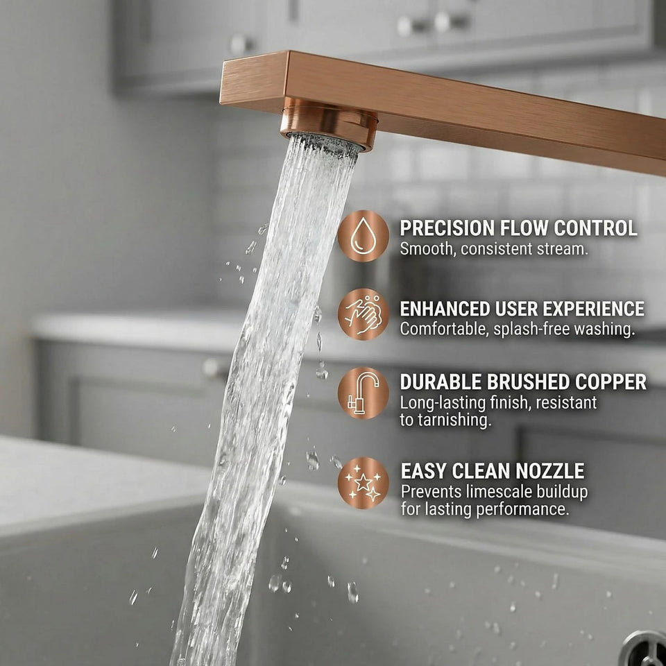 FIVET Kitchen Mixer Tap Brushed Bronze – Dual Handle High Arc Rotating Sink Faucet