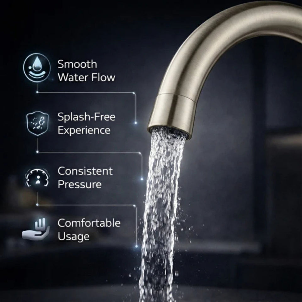 FIVET Brushed Nickel Kitchen Mixer Tap – 360 Swivel Dual Lever Basin Faucet