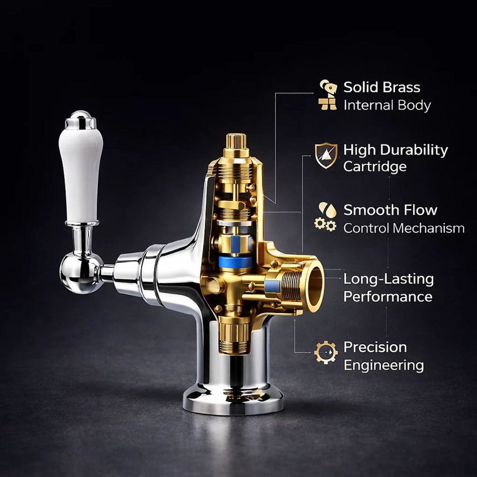 FIVET Chrome Kitchen Mixer Tap with 360° Swivel Spout – Twin Lever Sink Faucet