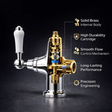 FIVET Chrome Kitchen Mixer Tap with 360° Swivel Spout – Twin Lever Sink Faucet