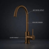 FIVET 1 Hole Kitchen Mixer Tap – Brushed Bronze High Arc Swivel Basin Faucet