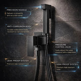 FIVET Matte Black Bidet Shower Set with Mixer – Handheld Toilet Sprayer