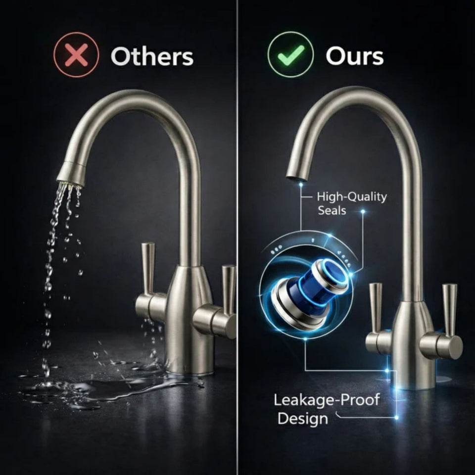 FIVET Brushed Nickel Kitchen Mixer Tap – 360 Swivel Dual Lever Basin Faucet