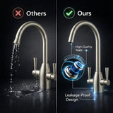 FIVET Brushed Nickel Kitchen Mixer Tap – 360 Swivel Dual Lever Basin Faucet
