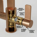 FIVET Kitchen Mixer Tap Brushed Bronze – Dual Handle High Arc Rotating Sink Faucet