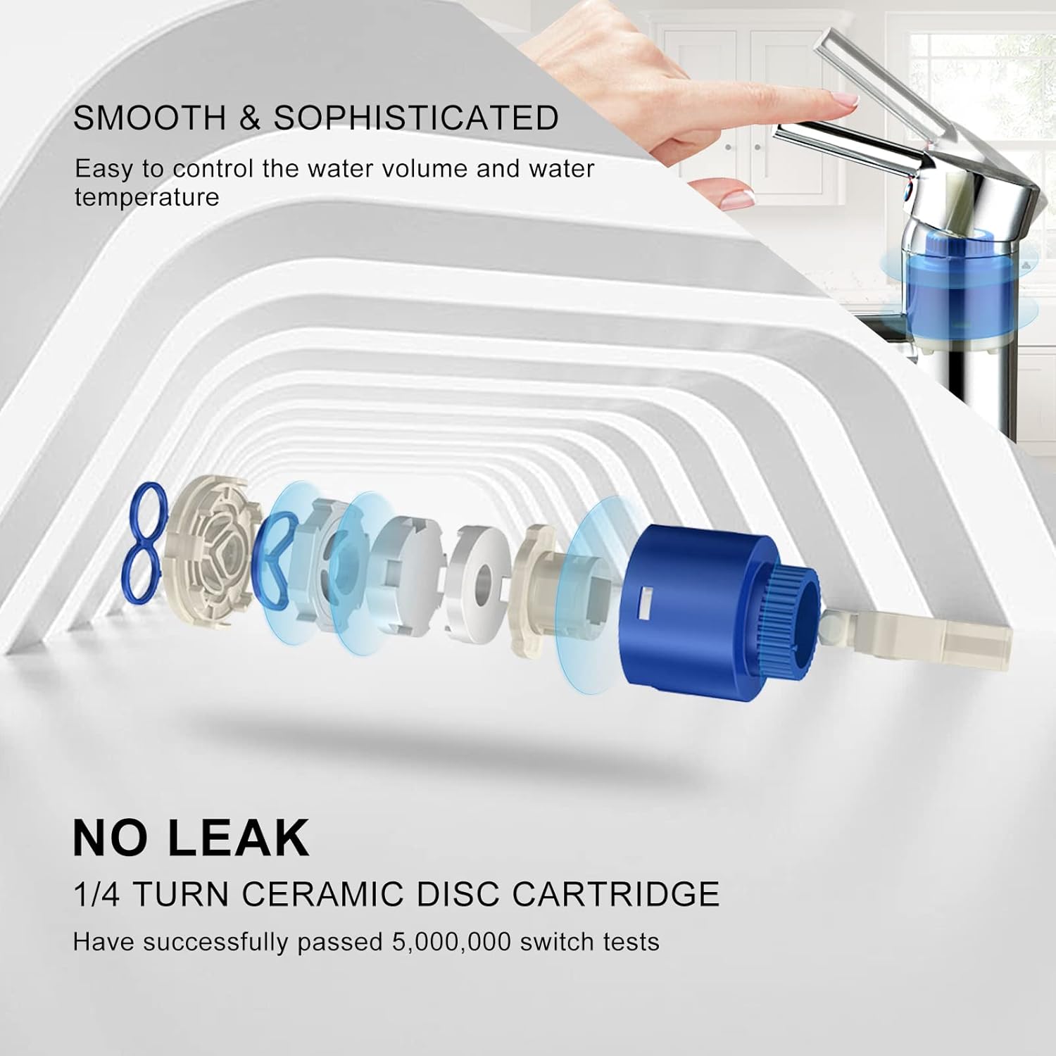 FIVET Chrome Sink Faucet – Basin Mixer Tap Single Lever with Pop-Up Waste Drain