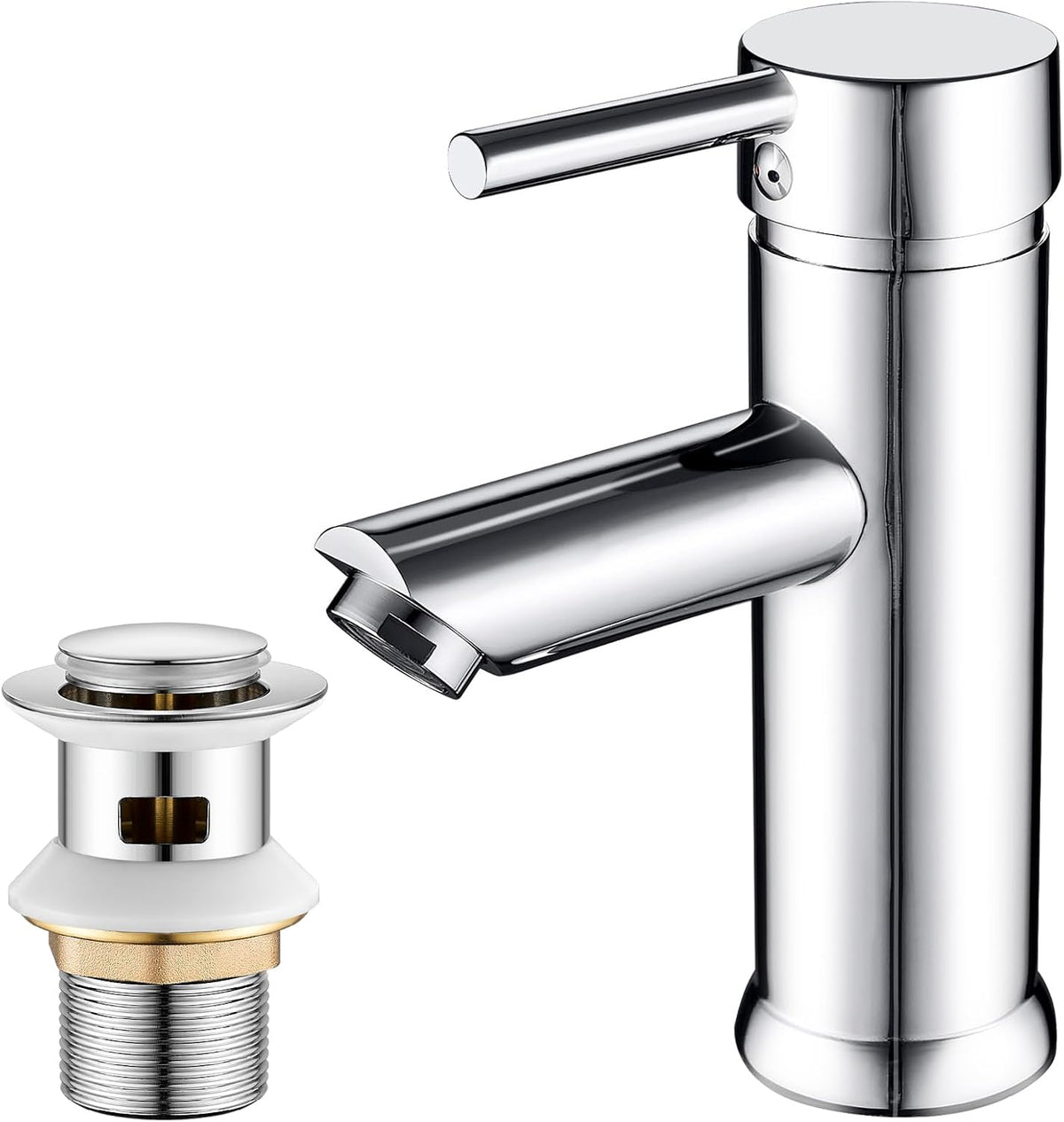 FIVET Silver Basin Mixer Tap with Pop-Up Waste – Single Lever Sink Tap