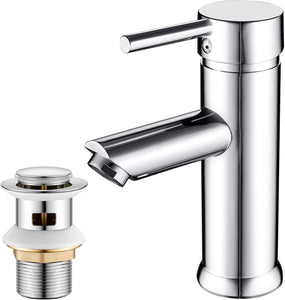 FIVET Silver Basin Mixer Tap with Pop-Up Waste – Single Lever Sink Tap