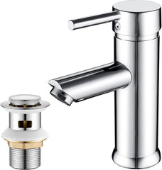 FIVET Silver Basin Mixer Tap with Pop-Up Waste – Single Lever Sink Tap