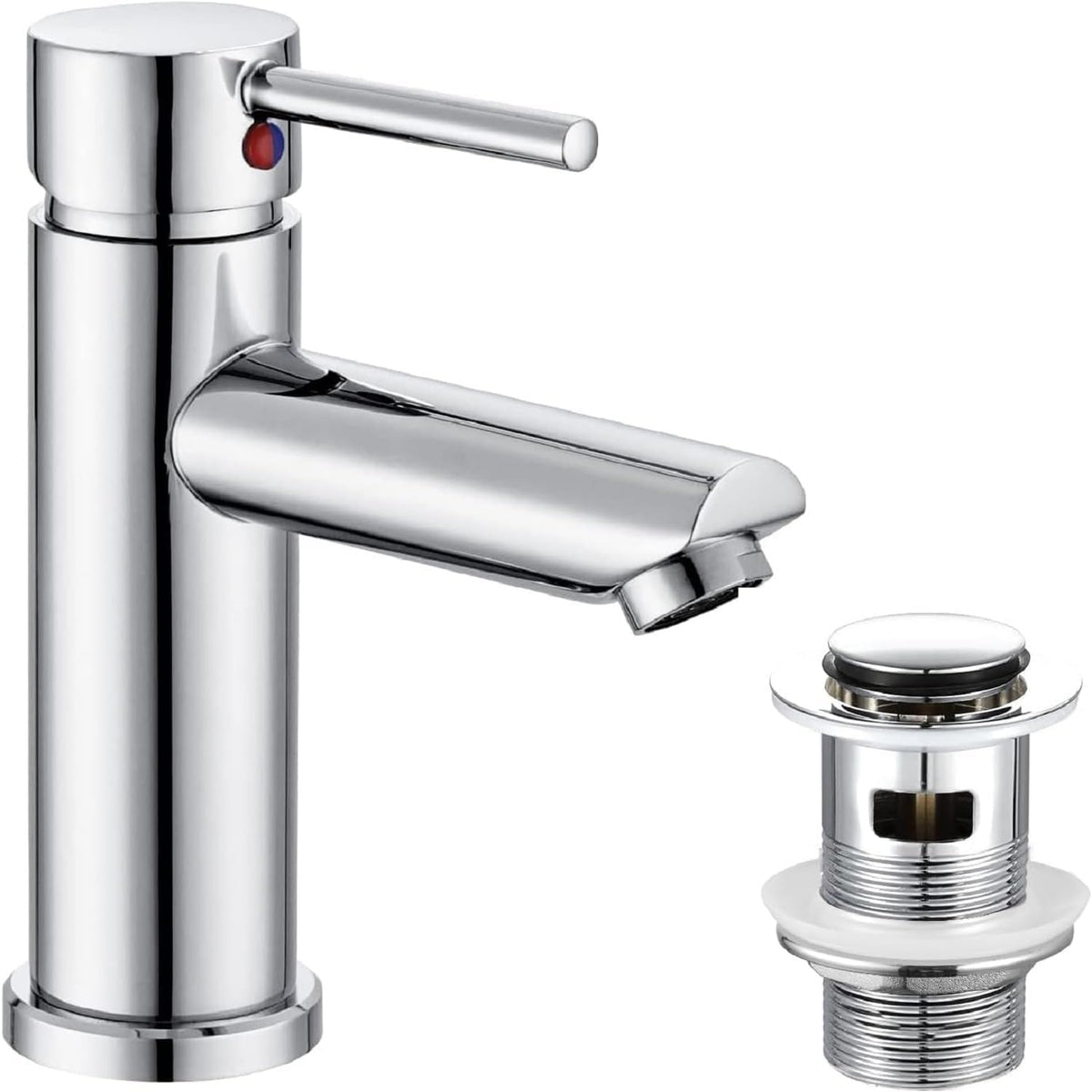 FIVET Chrome Sink Faucet – Basin Mixer Tap Single Lever with Pop-Up Waste Drain