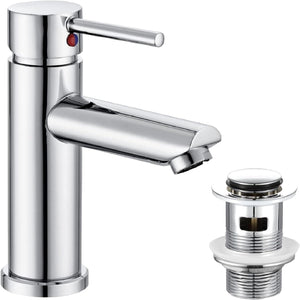 FIVET Chrome Sink Faucet – Basin Mixer Tap Single Lever with Pop-Up Waste Drain