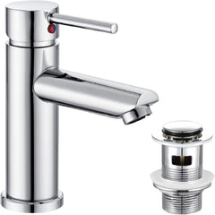 FIVET Chrome Sink Faucet – Basin Mixer Tap Single Lever with Pop-Up Waste Drain