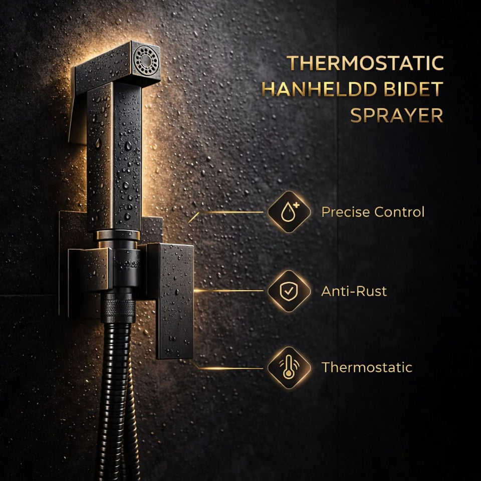FIVET Matte Black Bidet Shower Set with Mixer – Handheld Toilet Sprayer