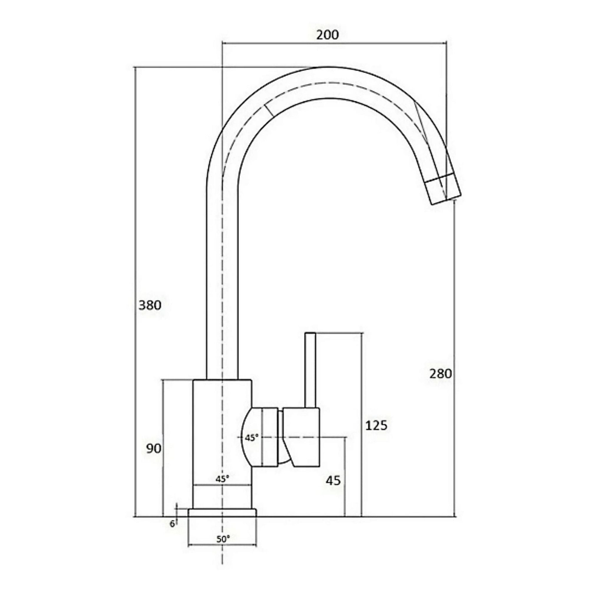 FIVET 1 Hole Kitchen Mixer Tap – Stainless Steel High Arc Swivel Basin Faucet