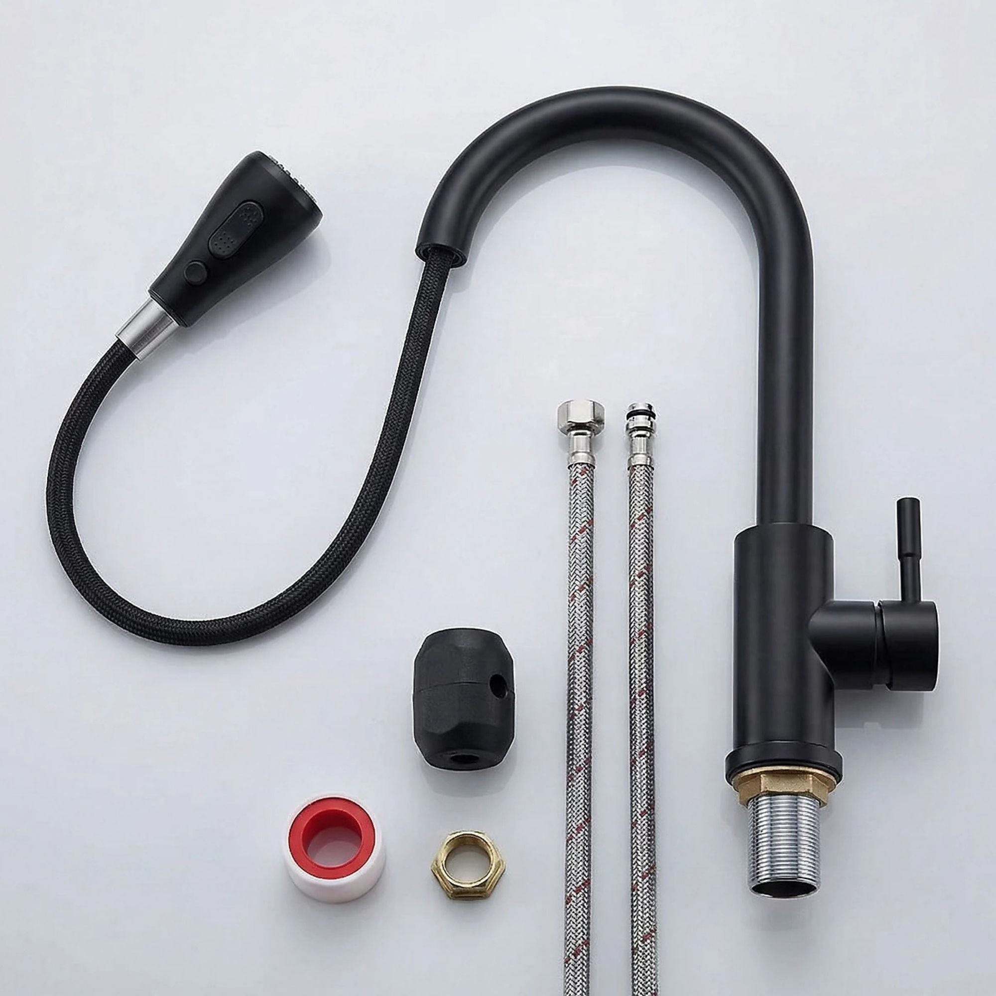 FIVET Matte Black Pull-Out Kitchen Mixer Tap – 360° Swivel Faucet