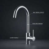 FIVET 1 Hole Kitchen Mixer Tap – Chrome High Arc Swivel Basin Faucet