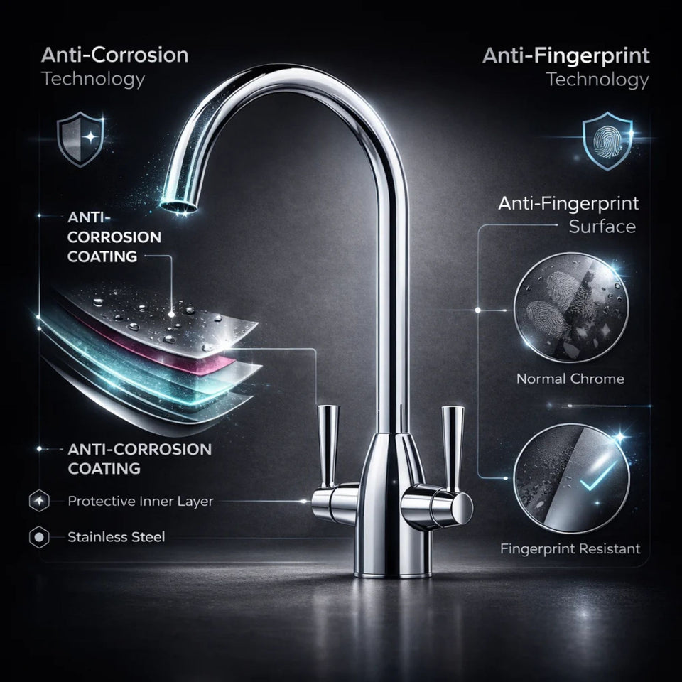 FIVET Chrome Kitchen Mixer Tap – 360 Swivel Dual Lever Basin Faucet