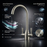 FIVET Brushed Nickel Kitchen Mixer Tap – 360 Swivel Dual Lever Basin Faucet