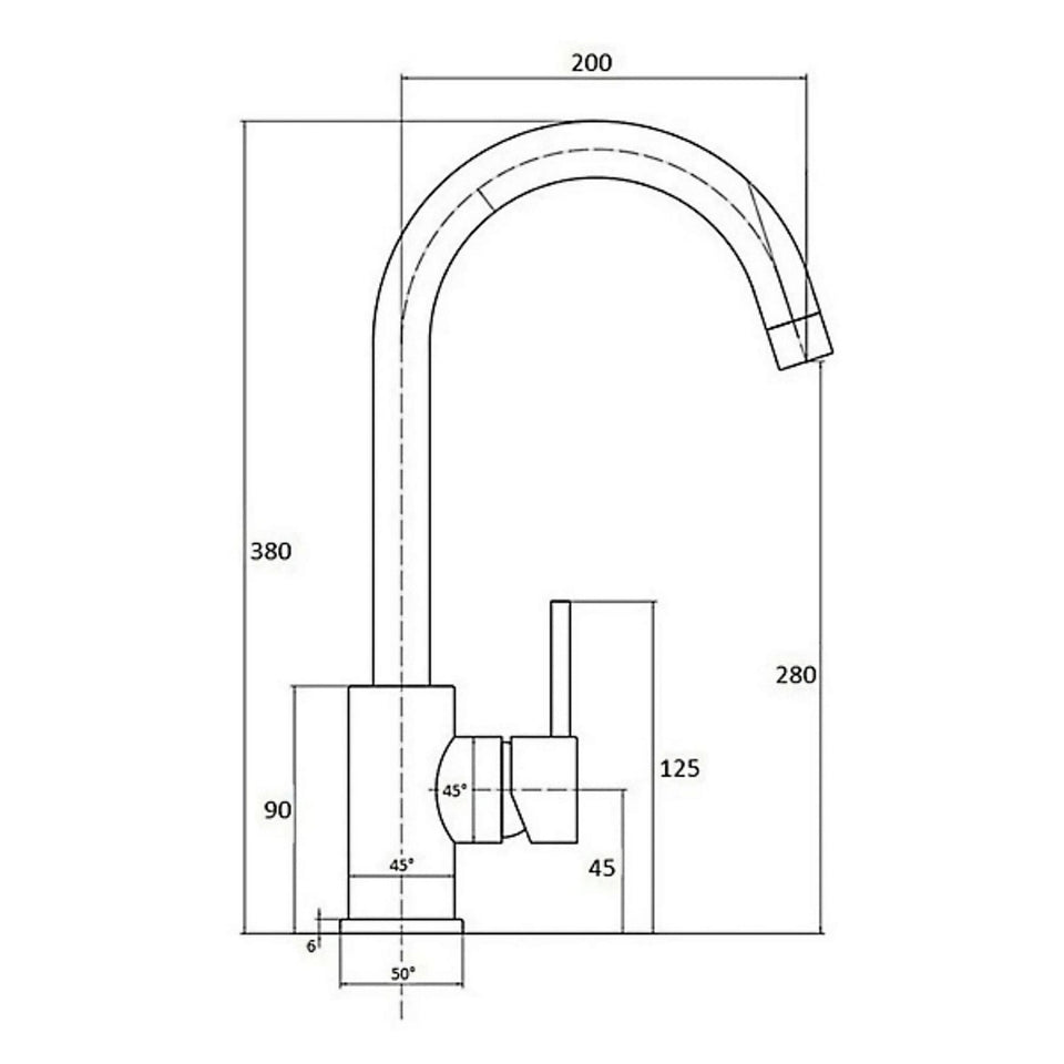 FIVET 1 Hole Kitchen Mixer Tap – Matte Black High Arc Swivel Basin Faucet