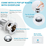 FIVET Chrome Sink Faucet – Mono Mixer Tap with Pop-Up Waste Single Lever Design