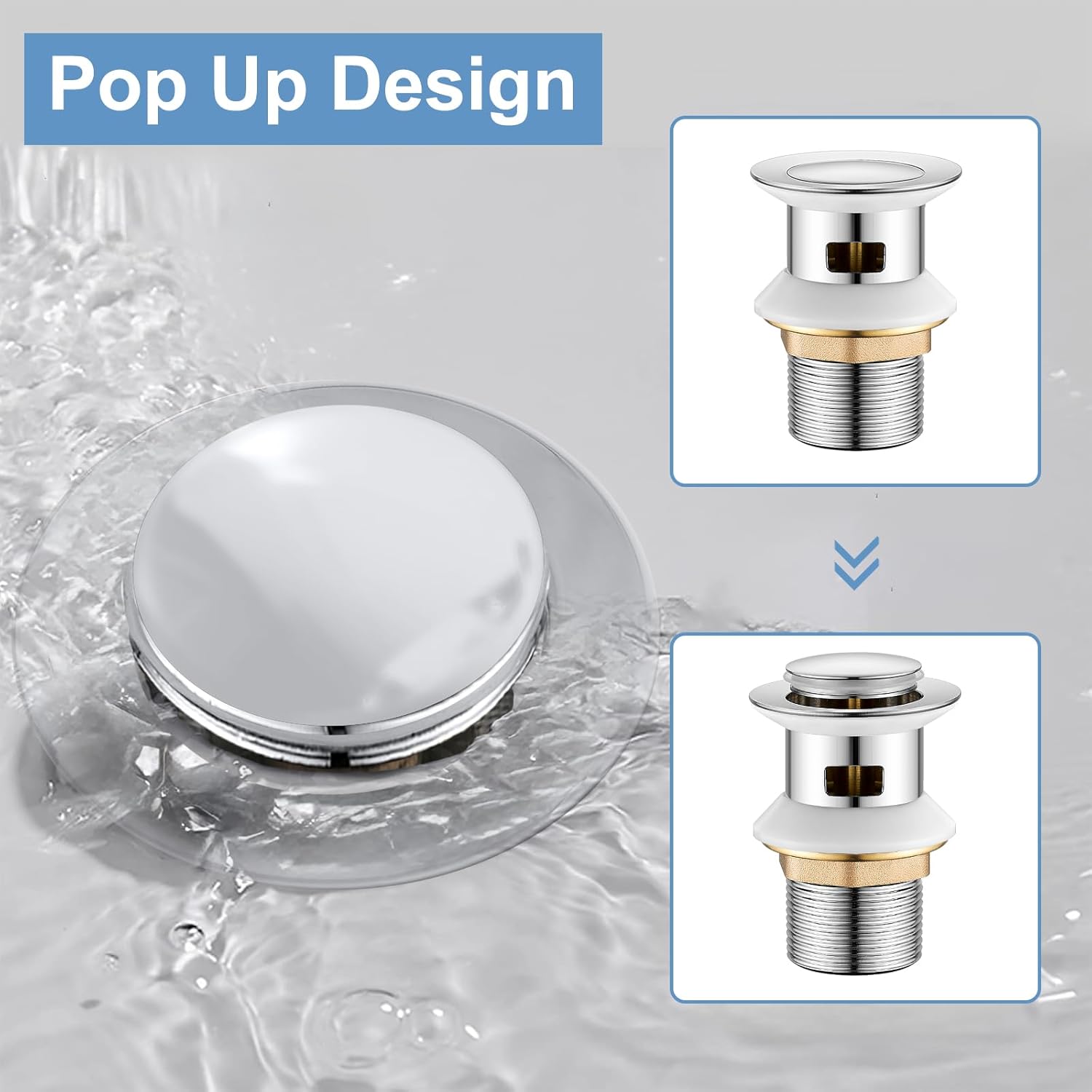 FIVET Silver Basin Mixer Tap with Pop-Up Waste – Single Lever Sink Tap