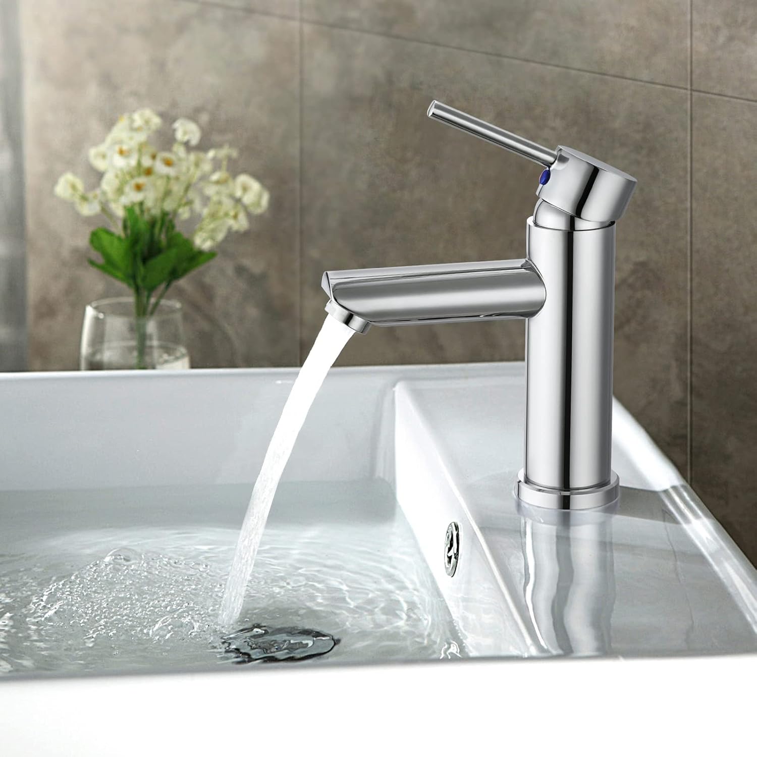 FIVET Chrome Sink Faucet – Basin Mixer Tap Single Lever with Pop-Up Waste Drain