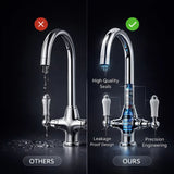 FIVET Chrome Kitchen Mixer Tap with 360° Swivel Spout – Twin Lever Sink Faucet
