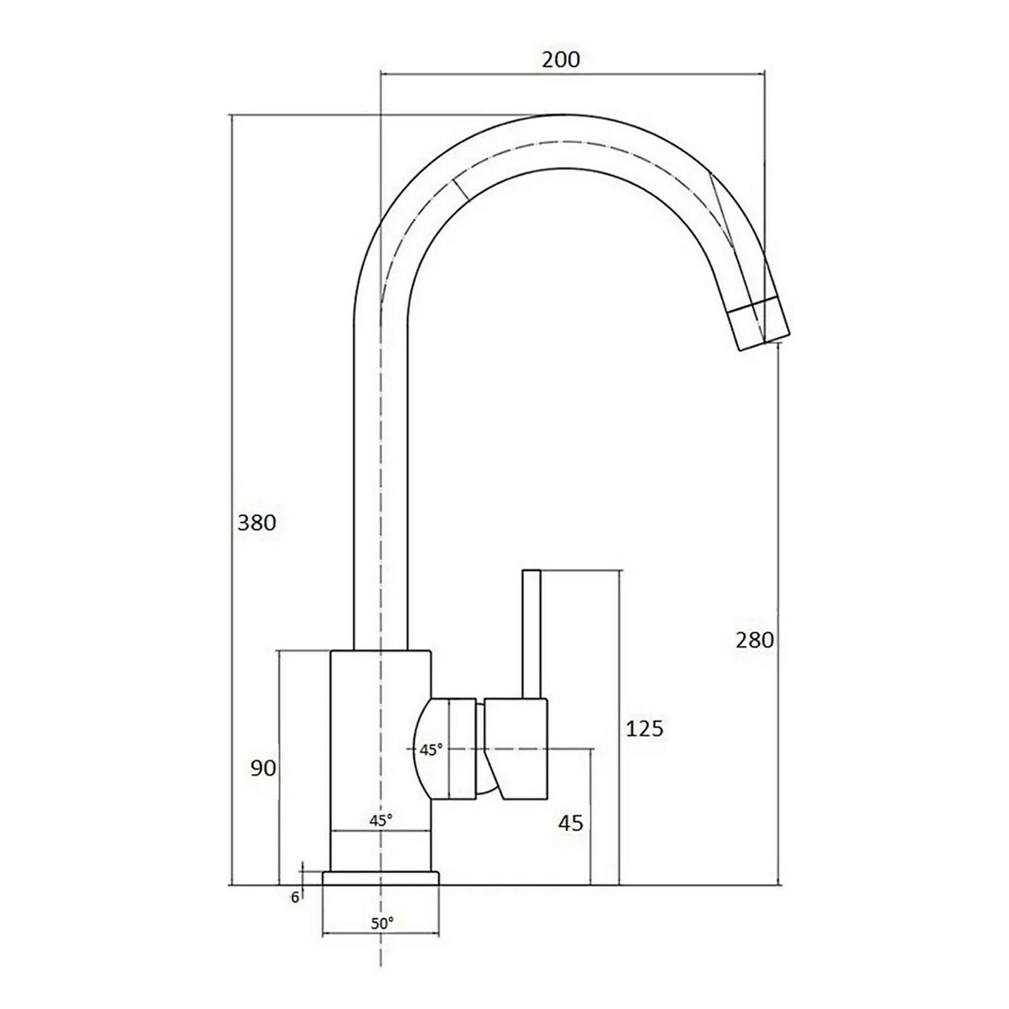 FIVET 1 Hole Kitchen Mixer Tap – Chrome High Arc Swivel Basin Faucet