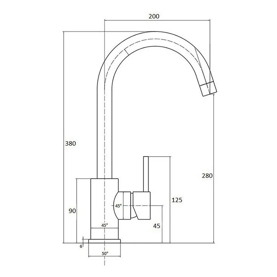 FIVET 1 Hole Kitchen Mixer Tap – Chrome High Arc Swivel Basin Faucet