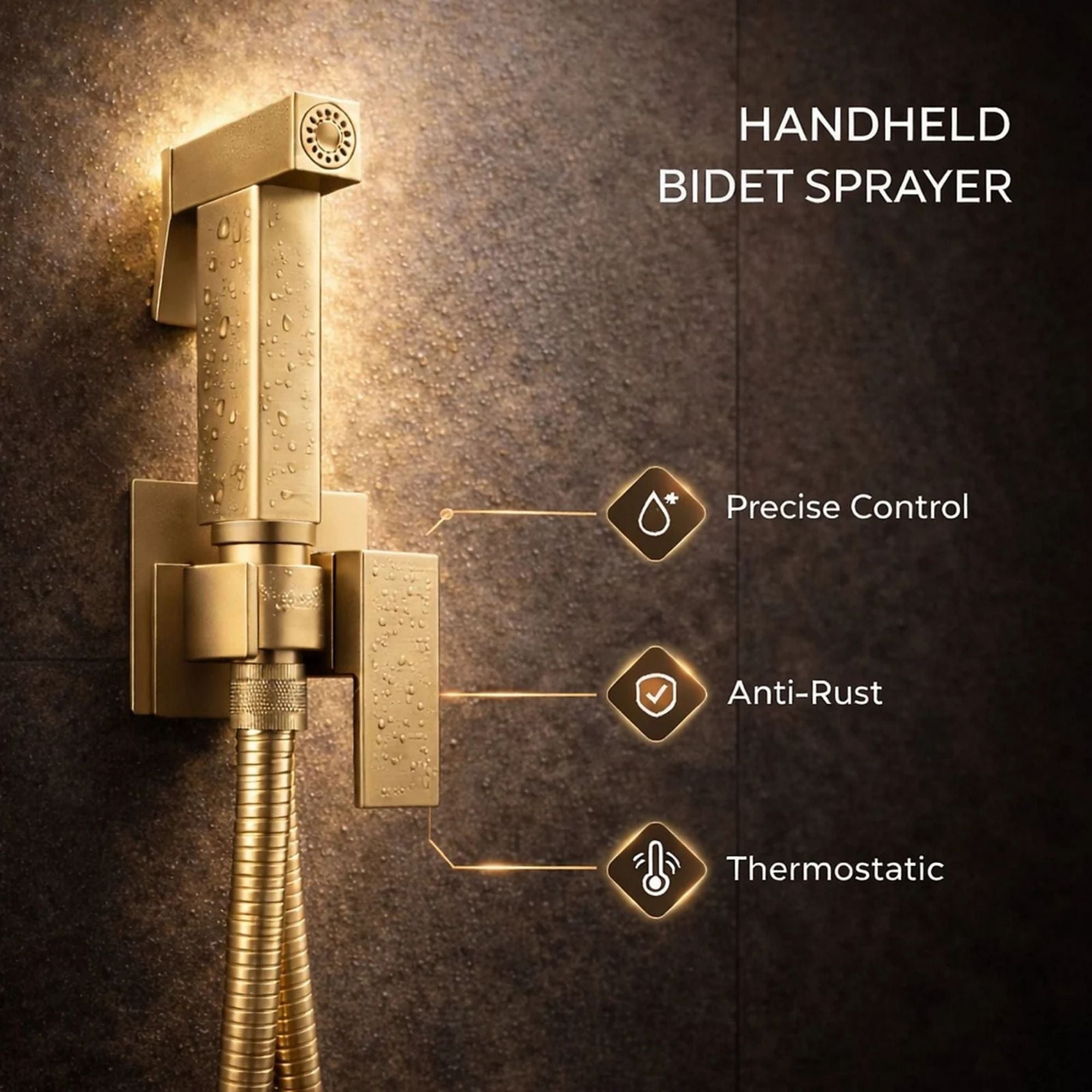 FIVET Gold Bidet Shower Set with Mixer – Handheld Toilet Sprayer