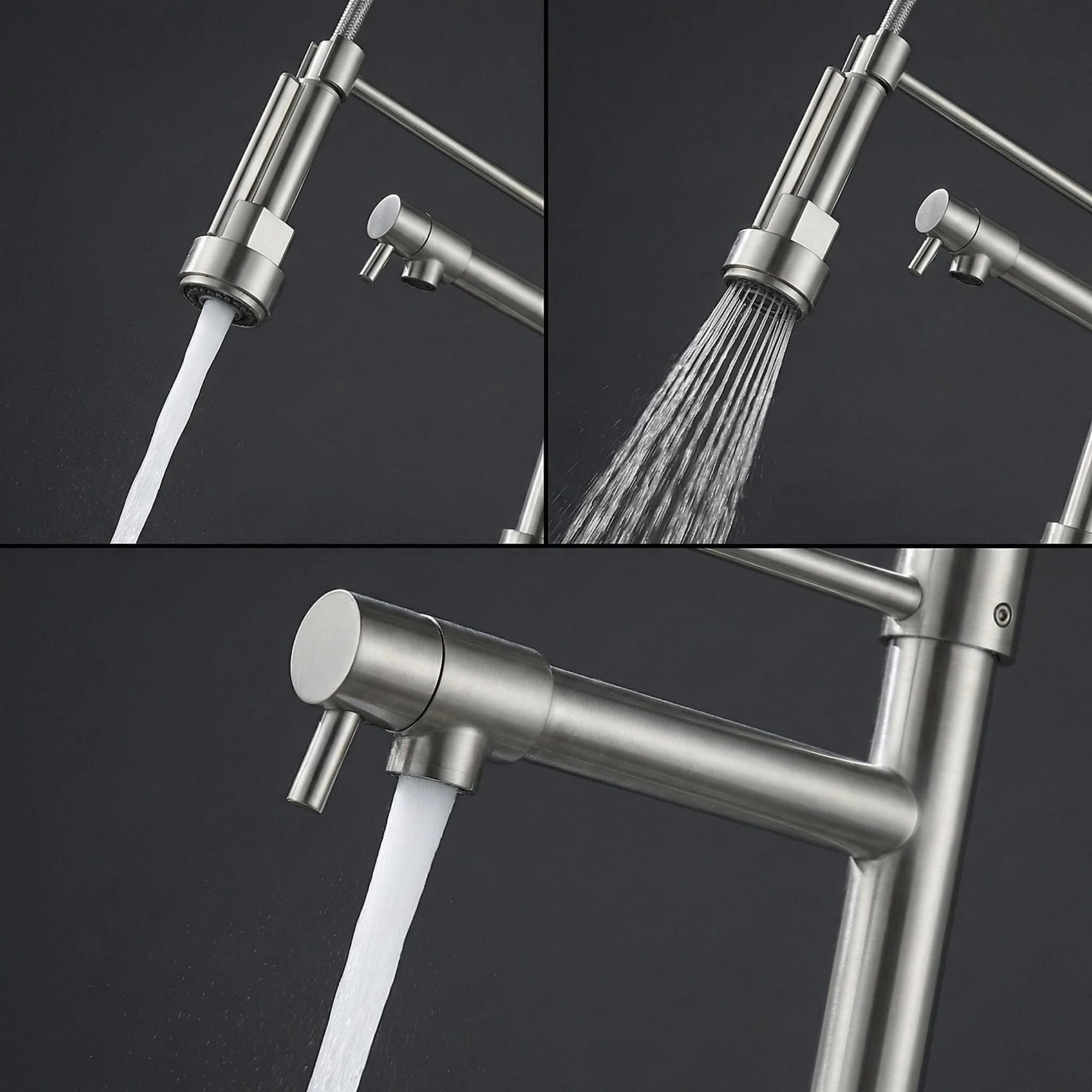 FIVET Pull-Out Kitchen Mixer Tap – Brushed Nickle Dual Function Sink Faucet