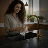 FIVET 1 Hole Kitchen Mixer Tap – Brushed Bronze High Arc Swivel Basin Faucet