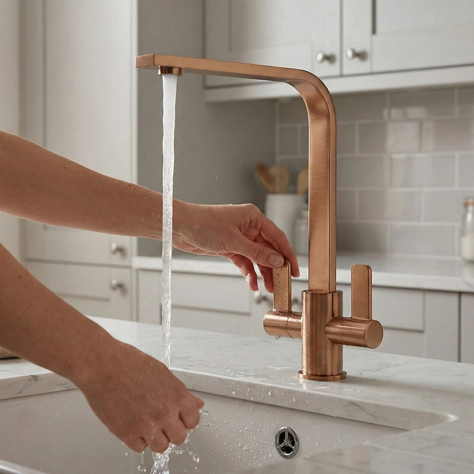 FIVET Kitchen Mixer Tap Brushed Bronze – Dual Handle High Arc Rotating Sink Faucet