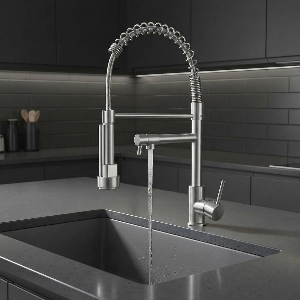 FIVET Pull-Out Kitchen Mixer Tap – Brushed Nickle Dual Function Sink Faucet