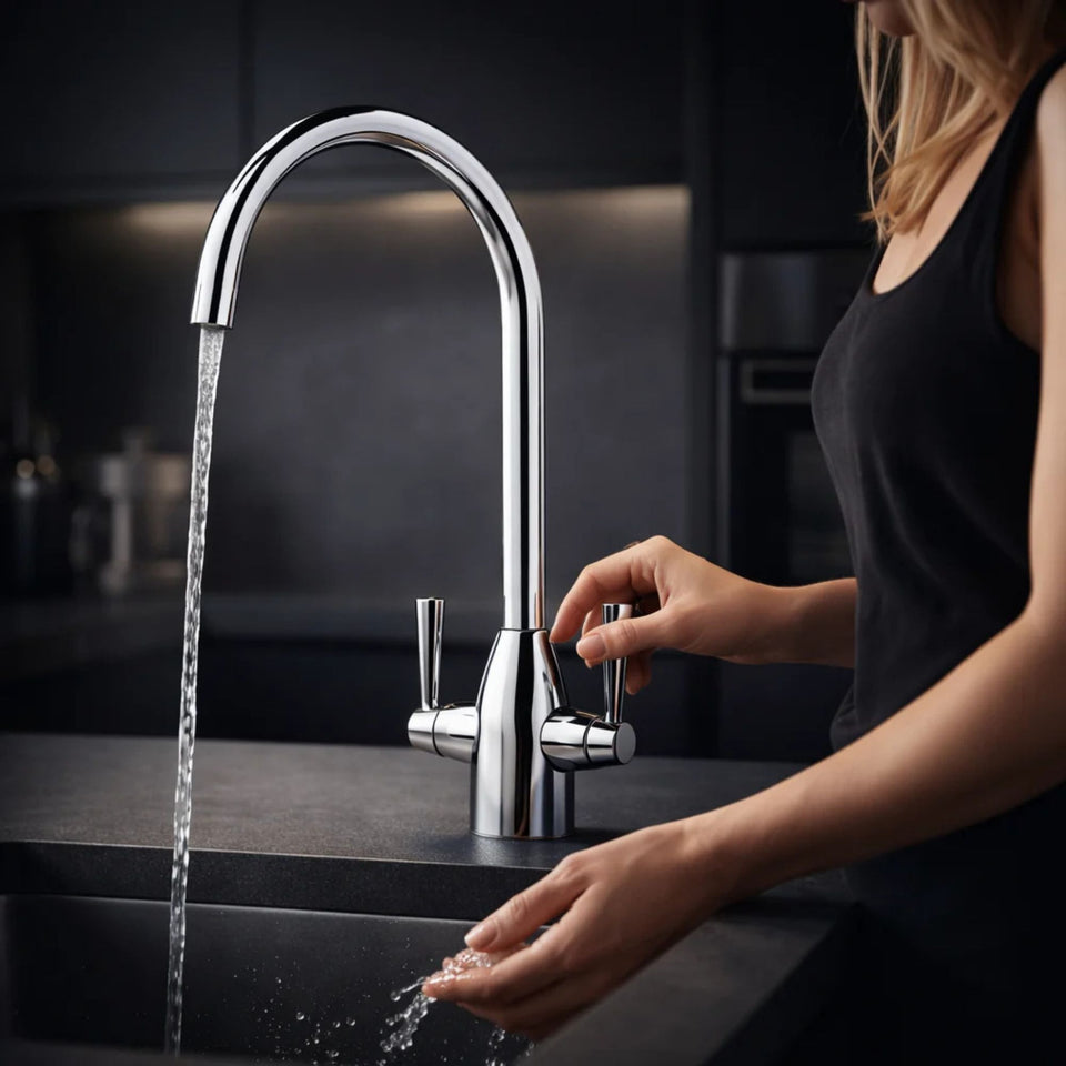 FIVET Chrome Kitchen Mixer Tap – 360 Swivel Dual Lever Basin Faucet