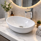 FIVET Ceramic Bathroom Basin – White 410x335mm Countertop Vessel Sink