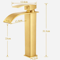 FIVET Tall Basin Mixer Tap Brass – Waterfall Single Lever Bathroom Sink Faucet
