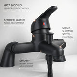 FIVET Deck Mounted Bath Mixer Tap – Matte Black Bath Filler with Handheld Shower Spray