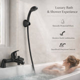 FIVET Deck Mounted Bath Mixer Tap – Matte Black Bath Filler with Handheld Shower Spray