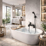FIVET Deck Mounted Bath Mixer Tap – Matte Black Bath Filler with Handheld Shower Spray