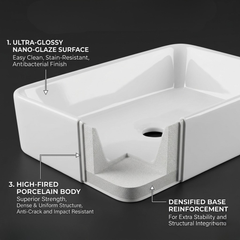 FIVET White Ceramic Rectangular Basin – 400x300mm Countertop Vessel Sink