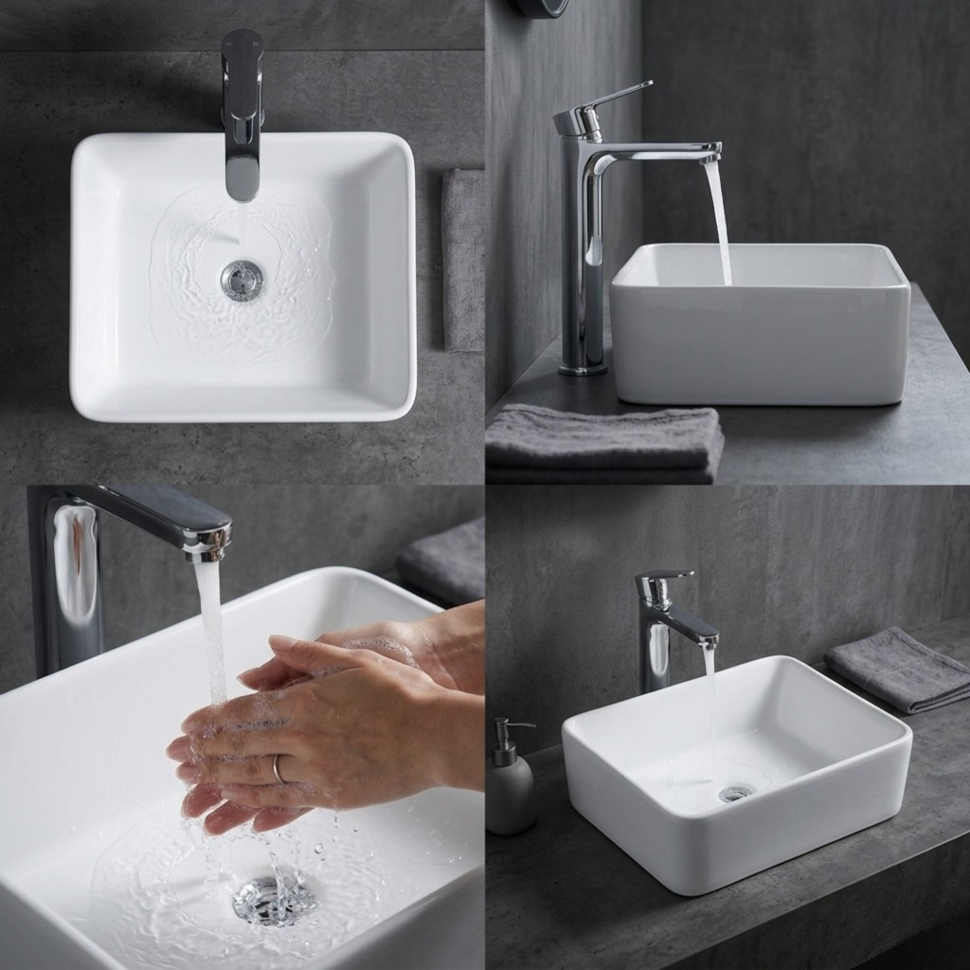 FIVET White Ceramic Rectangular Basin – 400x300mm Countertop Vessel Sink