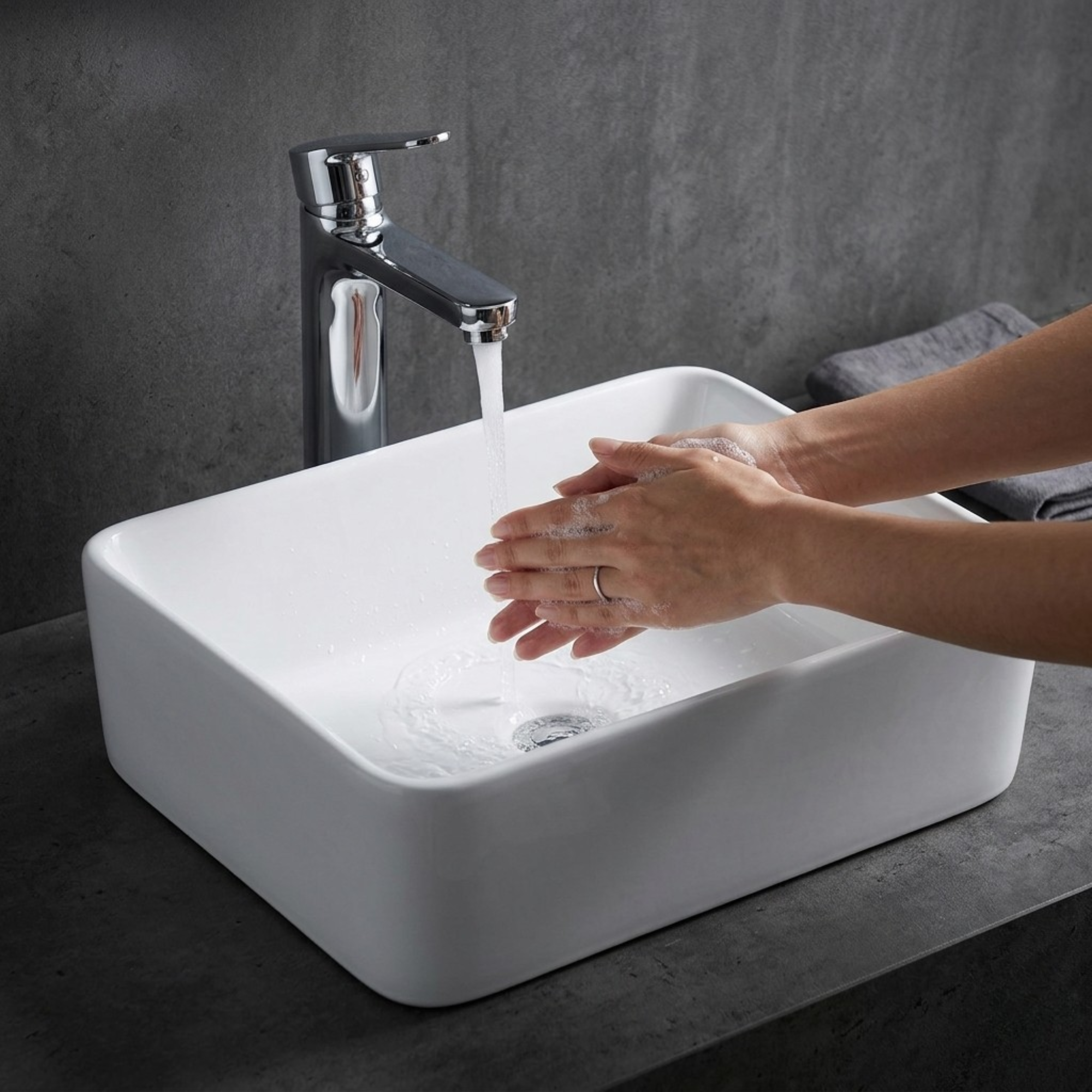 FIVET White Ceramic Rectangular Basin – 400x300mm Countertop Vessel Sink