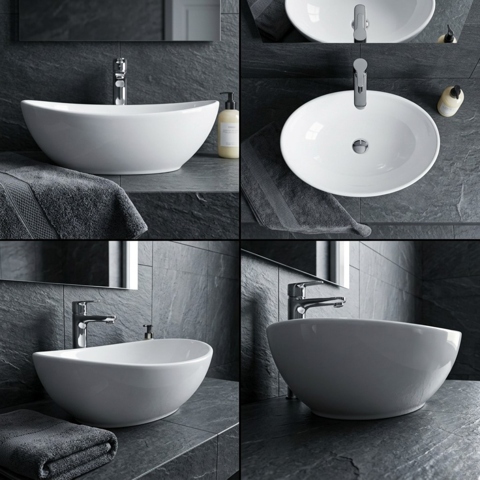 FIVET Ceramic Countertop Basin – White Vessel Sink 410x335mm Bathroom Vanity