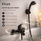 FIVET Deck Mounted Bath Mixer Tap – Matte Black Bath Filler with Handheld Shower Spray