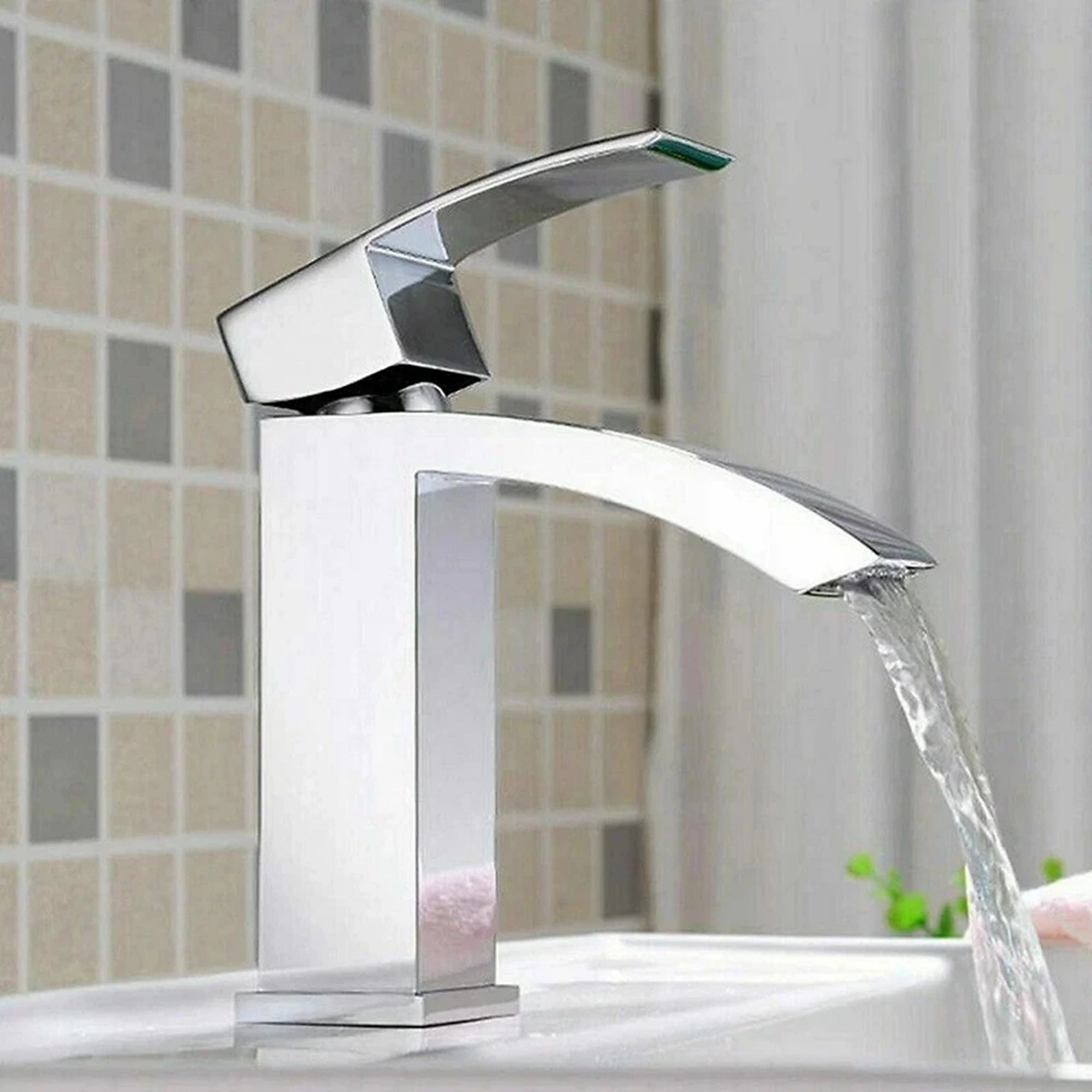 FIVET Square Waterfall Basin Mixer Tap – Chrome Single Lever Faucet with Pop-Up Waste
