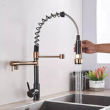 FIVET Pull-Out Kitchen Mixer Tap – Black & Rose Dual Function Sink Faucet