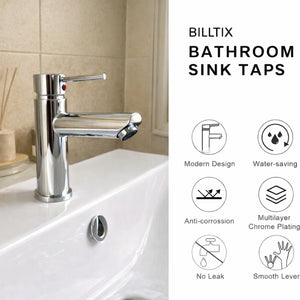 FIVET Chrome Sink Faucet – Basin Mixer Tap Single Lever with Pop-Up Waste Drain