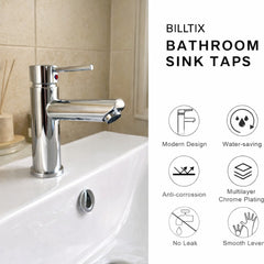 FIVET Chrome Sink Faucet – Basin Mixer Tap Single Lever with Pop-Up Waste Drain