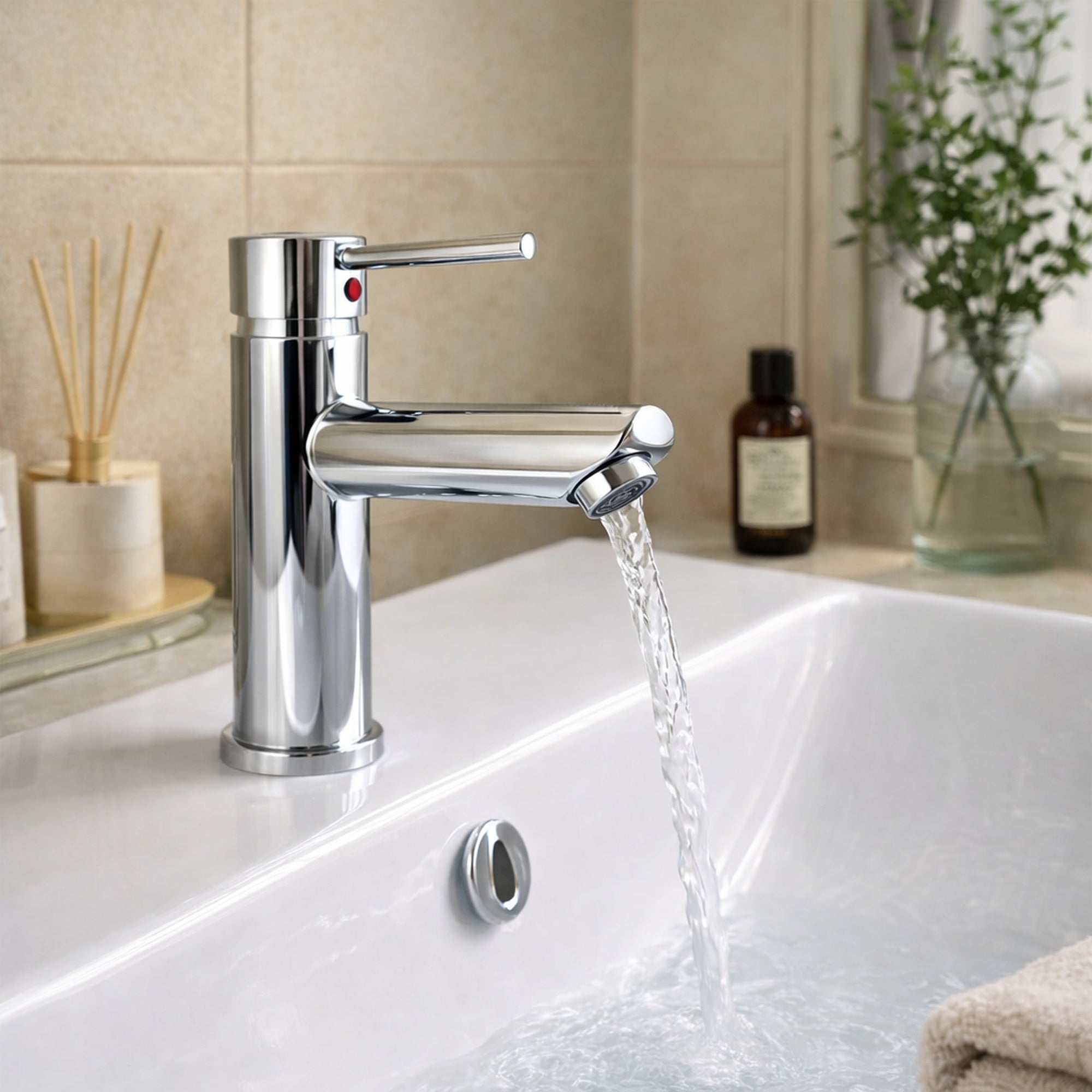 FIVET Chrome Sink Faucet – Basin Mixer Tap Single Lever with Pop-Up Waste Drain